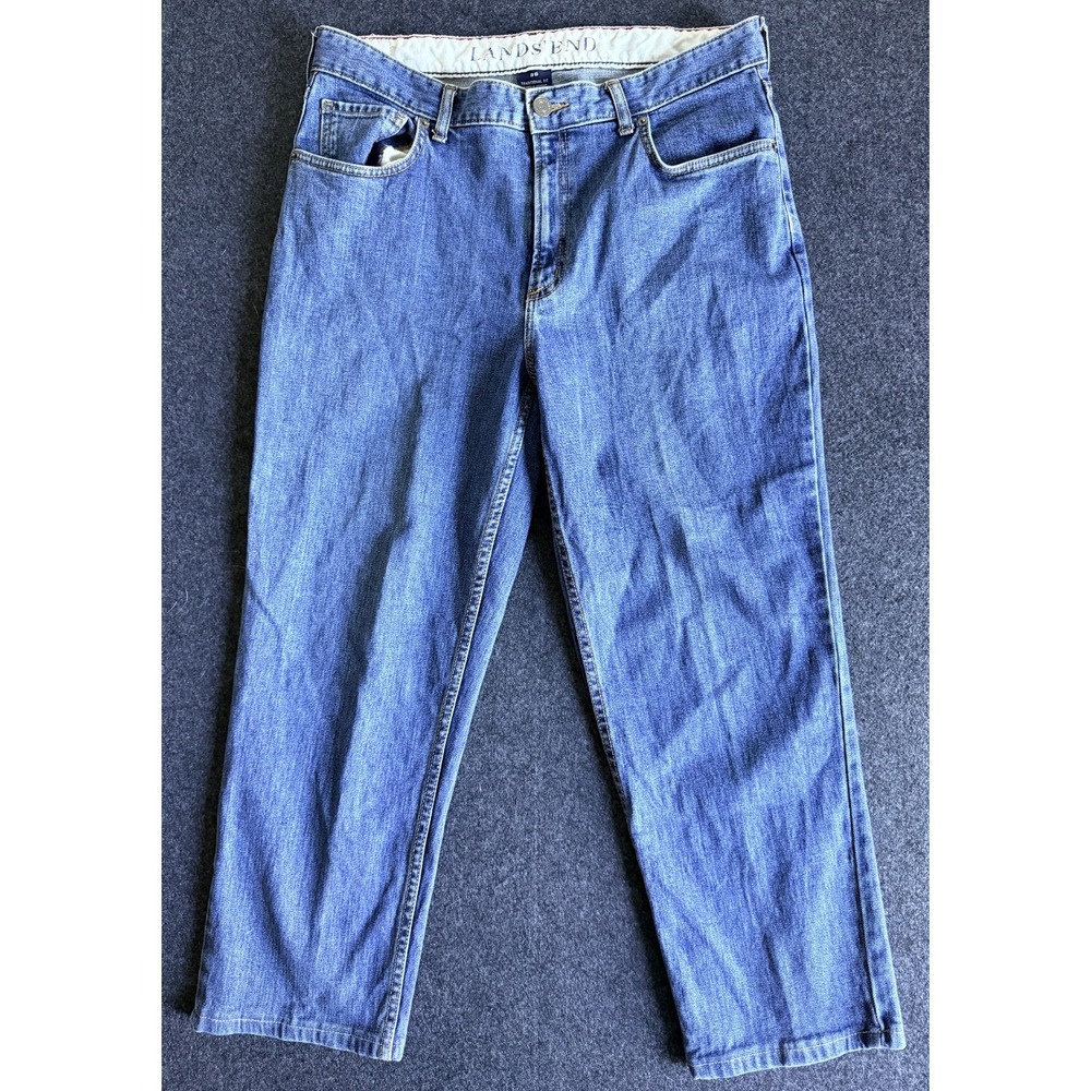 Lands End Traditional Fit Jeans Mens Size 36x28 Blue Med Wash Denim Casual